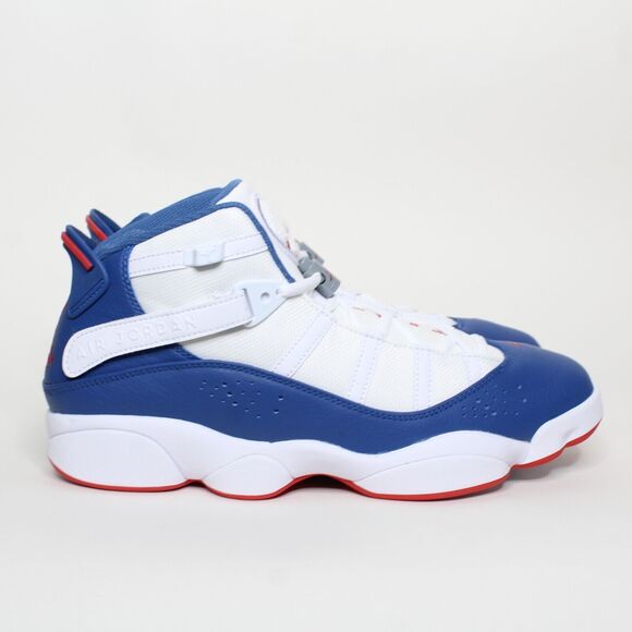 Jordan Men's White and Blue Sneakers - Picture 4 of 8